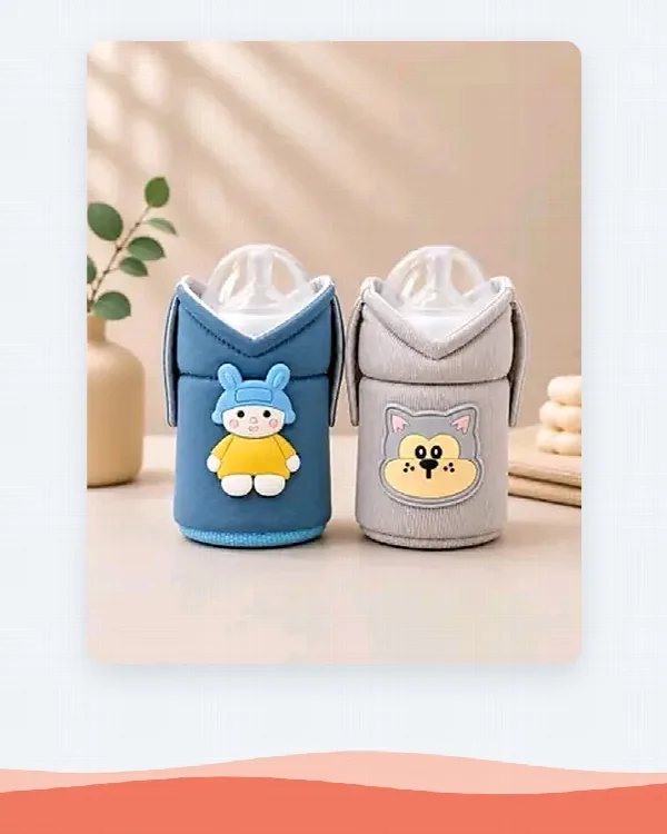 The Little Lookers Feeder Cover Sleeve with Handles (Soft Protective Bottle Holder for Baby Feeding Bottles)