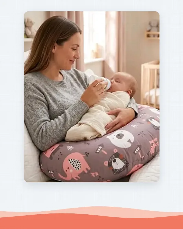 Feeding Pillow for Newborn Baby with Adjustable Strap Buckle & Removable Cover.