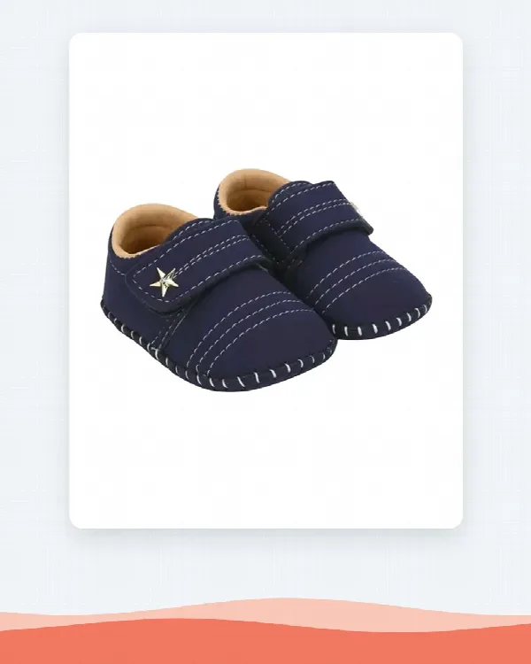 Puresole Soft Velvet Baby Booties for Boys (Navy Blue)